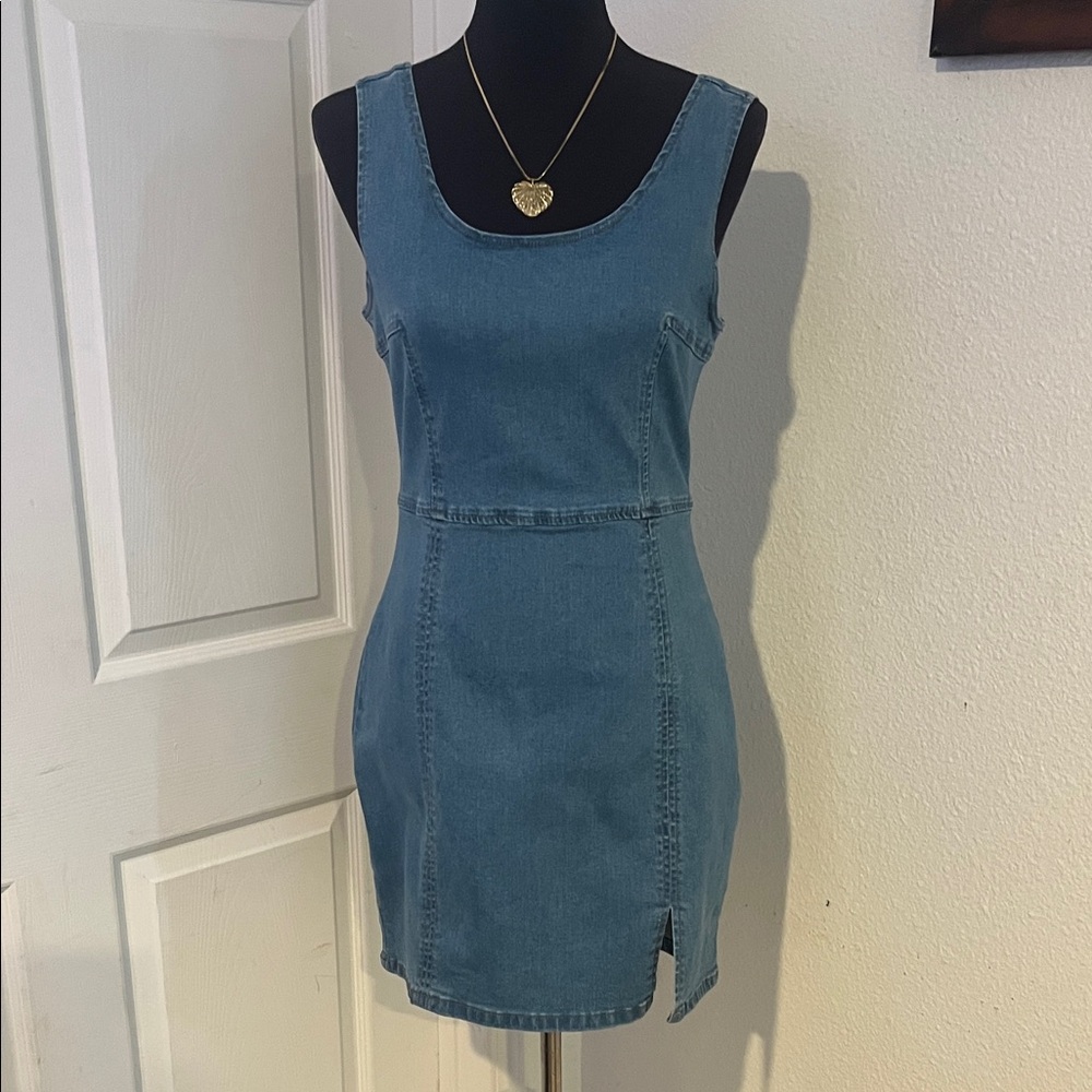 Elegant Blue Denim Mini Dress